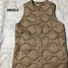 【美品】UNIQLO　ユニクロ　ウルトラライトダウンロングベスト　ブラウン　M