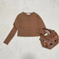 ROPE PICNICリブカーディガン 38 ブラウン ショート丈 長袖