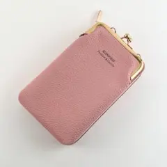 新品 スマホ ショルダー ポーチ 財布 がま口 レディース バッグ 薄ピンク 鞄