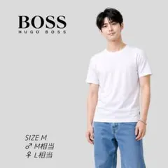 美品　HUGO BOSS　スリムフィット　無地　ロゴタブ　半袖　Tシャツ　M　白のサムネイル