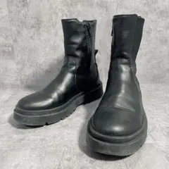 【良品】ZARA サイドゴアショートブーツ 22cm ブラック サイドジップ