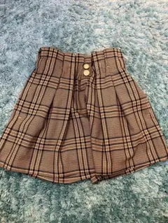 GU チェック柄スカート ブラウン系