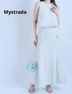 【美品】Mystrada ツイードブラウス スカートセットアップ 金ボタン 38