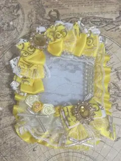 痛ロゼット 硬質ケースデコ 黄色×白