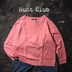 90’s Hunt Club トレーナー 刺繍ロゴ　前V ピンク
