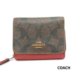 COACH コーチ 三つ折り財布 シグネチャー レッドのサムネイル