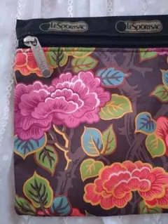 LeSportsac フラワー柄ポーチ 中型