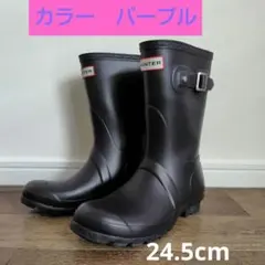 HUNTER ORIGINAL SHORT レインブーツ 24.5cm パープル