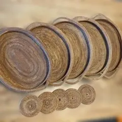 す*ー様 天然素材 円形バスケット 5個セット