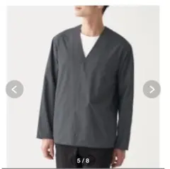 MUJI 無印良品 水を弾くサコッシュにもなるＶネックカーディガン ダークグレー