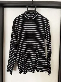 【新品未使用】【美品】ユニクロ　リブハイネックボーダーT