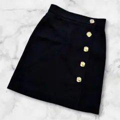 ESCADA エスカーダ 金ボタン 台形ミニスカート ブラック 34 Sのサムネイル