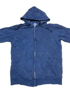 USA製 背面 星条旗 エンボス加工 ジップパーカー　紺メンズS〜細身のM相当