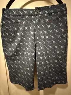 美品 トランスコンチネンツ ゴルフ 飛行機 総柄 ショートパンツ S Dカン付