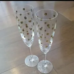 dinos ディノス ペア ゴールドプリントシャンパングラス