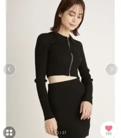 SNIDEL リブ編みクロップドセーター ブラック