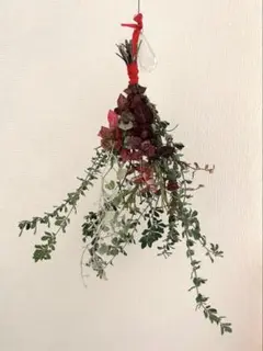 ナチュラル　カラーリーフスワッグ アンティーククリスマスカラー　シルバーリーフ