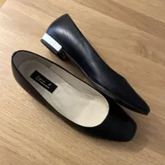agnes b. ブラック レザーパンプス 低ヒール