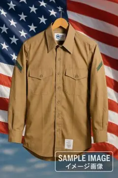 米軍実物 DLA M-1 ミリタリーシャツ 15.5×31 長袖 階級章付 美品