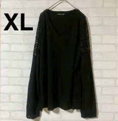 SHEIN 長袖　トップス　レース　黒　XL