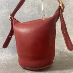 オールドコーチ レザー ショルダーバッグ 赤 レッド　レザー バケツ型 9953