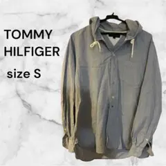 TOMMY HILFIGER メンズ フード付き デニムシャツ パーカー風S