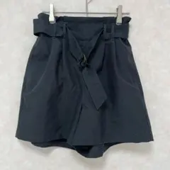 レイカズン ハイウエスト キュロットパンツ スカートパンツ ベルト付 ミニ丈 M