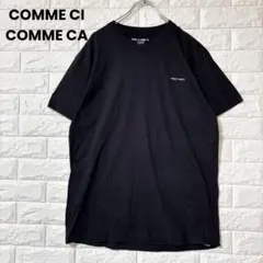 コムシコムサ tシャツ 半袖 黒 LL シンプル カジュアル 綿100 ロゴ