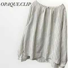 オぺークドットクリップ シャツ ブラウス ボートネック ストライプ 【M】 白