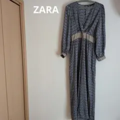 ZARA　総柄オールインワン　パンツ　XS　オーバーオールワンピースのサムネイル