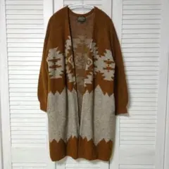【PENDLETON】ナバホ柄 アルパカ混 ロングカーディガン ブラウン