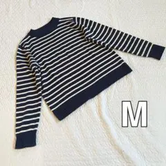 ボーダーニット　ネイビー　Mサイズ　①