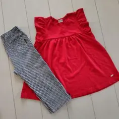 Mialy Mail 赤フリルトップス パンツセット 130 女の子 夏のサムネイル