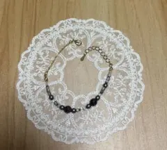 ハンドメイド ブレスレット ガーネット 天然石 ブラック グレー ビーズ