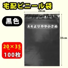 宅配袋 梱包袋 100枚 20cm×35㎝ 宅配ビニール袋 ブラック テープ付のサムネイル