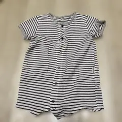 赤ちゃんの城 ストライプロンパース 80cm 綿100%