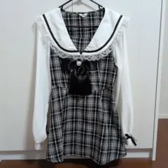 チェック柄セーラー襟ドレス