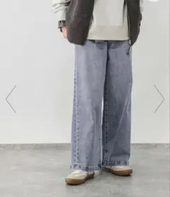 【美品】グローバルワーク GOODデニムあったかイージーパンツ ブルー Sサイズ