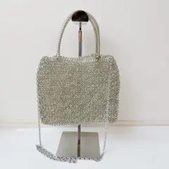美品 アンテプリマ スクエア ミニ シルバーゴールド ショルダーバッグ