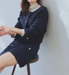 SNIDELスナイデル　ツイードニットジャケット スカート セットアップ