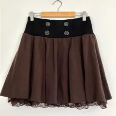 ブラウン ミニ 膝上丈 フレアスカート レース