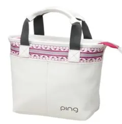 【美品】PING ラウンドポーチ GB-L192 ホワイト/ピンクのサムネイル