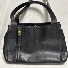 IL BISONTE 黒 レザーハンドバッグ