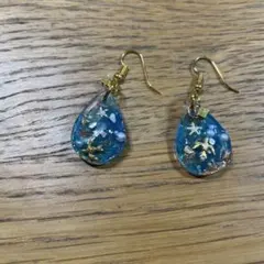 レジン ピアス ハンドメイド ブルー
