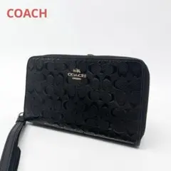 COACH コーチ シグネチャー ラウンドファスナー財布 黒
