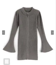 GRL フレアスリーブダブルジップニットミニワンピース