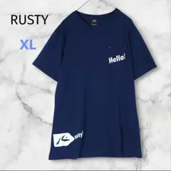 RUSTY 半袖 Tシャツ ポケット ロゴプリント ネイビー XL ロゴのサムネイル