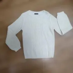 アイボリー ケーブル編み ニット L