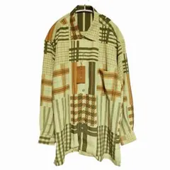 【定価23000円・デッドストック】LANCEL/ランセル★総柄ポリシャツL