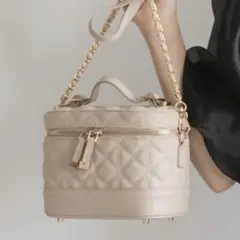 キルティング2WAYバニティバッグ　RANDA クリーム